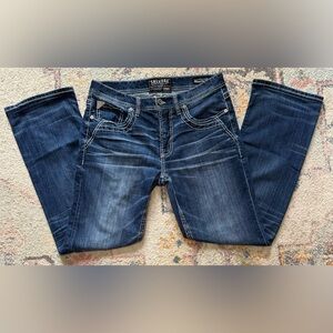 Salvage Men’s 33x32 Mayhem Boot Reg Fit Jeans Buckle Dark Blue Wash